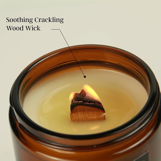 Tobacco Vanilla Wood Wick Candle for Men – Strong Masculine Scent, 100% Soy, 50-Hour Burn – Luxury Scented Candle with Crackling Wooden Wick for Home, Office, Gifts