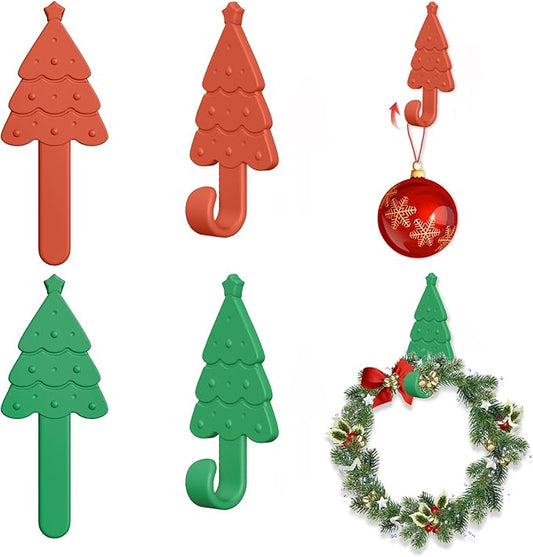4-Pack Christmas Stockings Holder Hanger, Silicone-Wrapped Metal Design Garland Hooks for Hanging Christmas Stockings, Mantle Garland Wreath, Christmas Decorations (Green, Red)