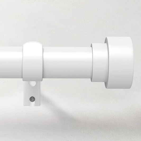 Curtain Rods for Windows 48 to 84, 1 Inch Adjustable White Heavy Duty Long Curtain Rod, Modern Style Indoor Outdoor Window Drapery Rods with End Caps, Size 32" - 90"