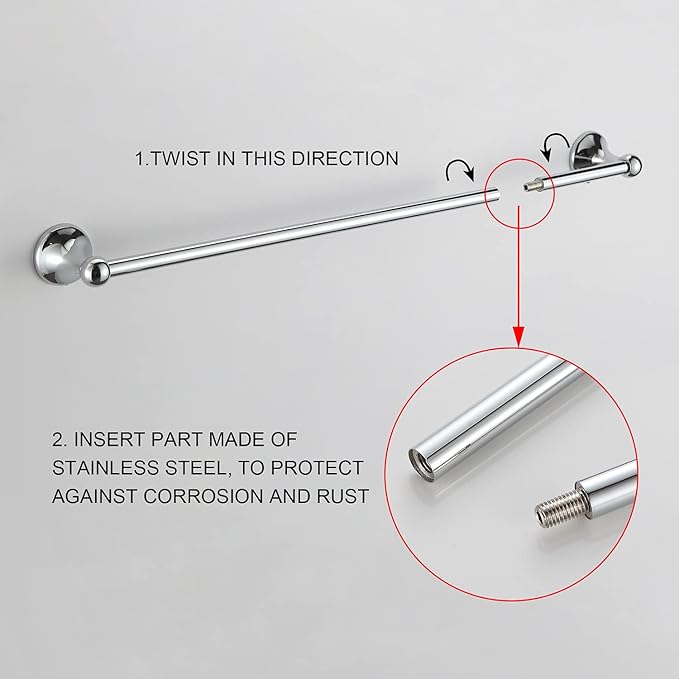 BGL Bathroom Hardware Set Chrome Adjustable Expandable Bath Towel Bars Bathroom Accessory Set Towel Racks 8-Pieces Wall Mount