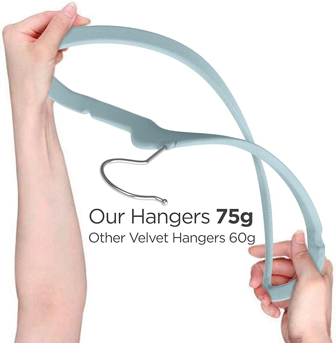 50 Pack Premium Baby Velvet Hangers (Blue) - 11.8" Inches Non-Slip, Ultra-Slim & Space-Saving Toddler Hangers - 360° Rotating Hook, Strong & Durable Hanger for Children, Infant & Toddler