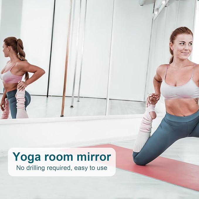 Full Length Shatterproof Wall Mirror, 16Pcs 10 Inch Acrylic Mirror Tiles for Home Gym, Fitness Studio, Kids Room, Dance & Yoga Practice, Safe Unbreakable Toddler Mirror for Wall