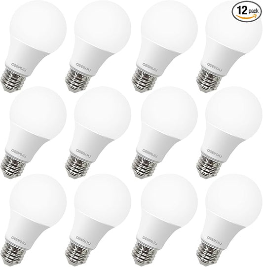 A19 LED Light Bulbs Soft White 2700K, 60 Watt Equivalent, 800 Lumens, E26 Standard Base, Non-Dimmable, 8W Warm White LED Bulbs for Bedroom Living Room, 12 Pack