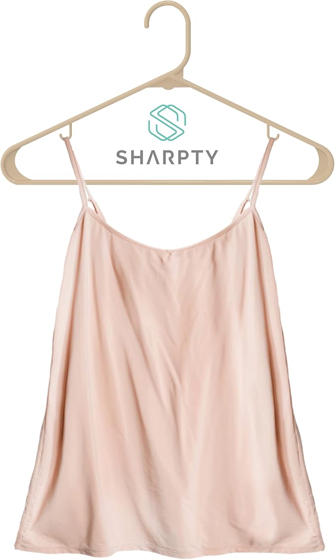 Sharpty Plastic Hangers Clothes Hangers for Clothing, Closet, Coats & Shirts - Durable, Thick, Tough & Space Saving - for Everyday Standard Use, Room Essentials & Basics - 20 Pack - Beige
