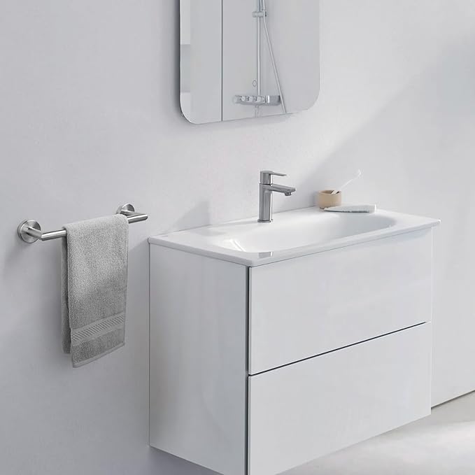 JunSun Bathroom Towel Bar 9 Inch Brushed Nickel Towel Racks Wall Mounted Bath Hand Towel Holder Modern Home Decor Towel Rod Bathroom Hardware Stainless Steel Towel Hanger Silver Towel Rail Single Bars