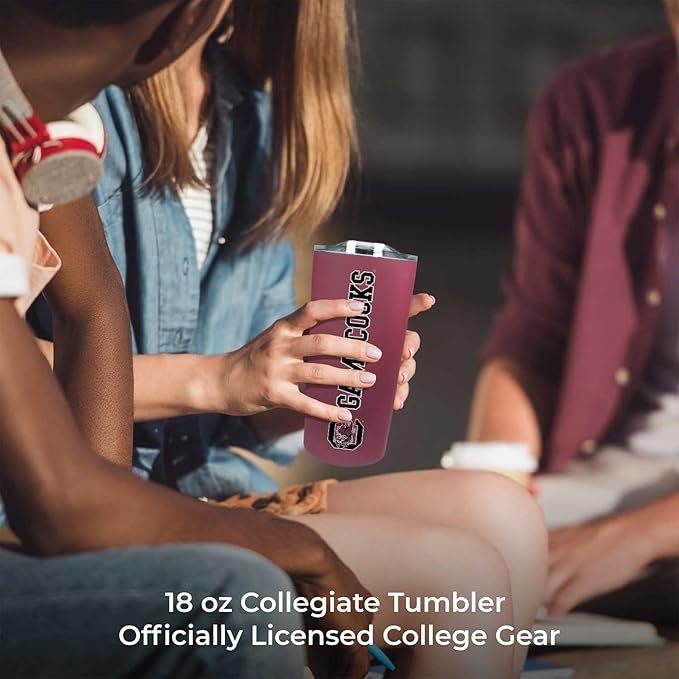 Campus Colors NCAA Stainless Steel Tumbler perfect for Gameday - 18 oz - Double Walled - Keeps Drinks Perfectly Insulated (South Carolina Gamecocks - Maroon)