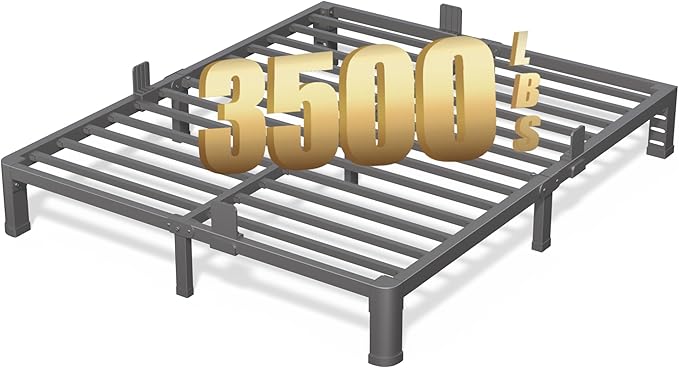 FUIOBYVV 6 Inch Full Bed Frame with Rounded Corner and Headboard Hole Mattress Retainers 3500 LBS Metal Heavy Duty Steel Slats Support No Box Spring Needed Platform Noise Free Easy Assembly
