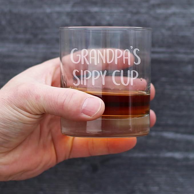 Grandpa's Sippy Cup - Unique Whiskey Rocks Glass for Grandfathers - Fun Grandpa Gifts - 10.25 Oz