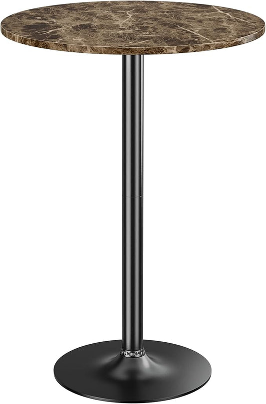 Shahoo Round Bar Table, Cocktail Tables with Metal Base & MDF Top, for Bistro Pub, Cafe, Faux Marble