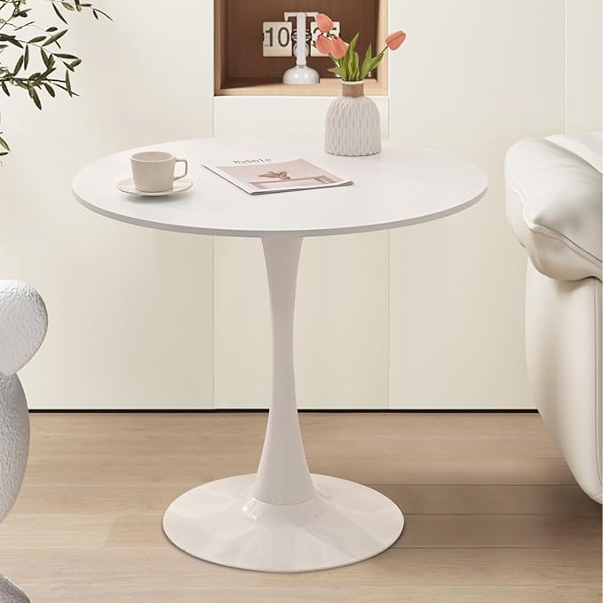 SoarFlash Kitchen Table and Chairs for 2, 24" Dining Table Set for 2 with Linen Upholstered Chairs, 3 Piece Round Kitchen Table Set, Dining Room Table Set for Small Space, Apartment