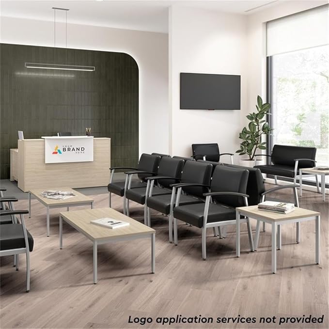 Bush Business Furniture Arrive 72W x 30D Reception Desk with Shelf in Natural Elm, Modern Receptionist Station for Office Waiting Room
