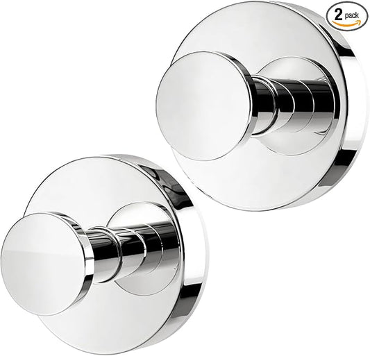 Suction Cup Hooks for Shower,Removable Suction Hooks for Bathroom Shower Wall,Glass Windows,Doors Hanging Towels,Suction Cup Wreath Hanger Holder for Christmas-Chrome(2 Pack)