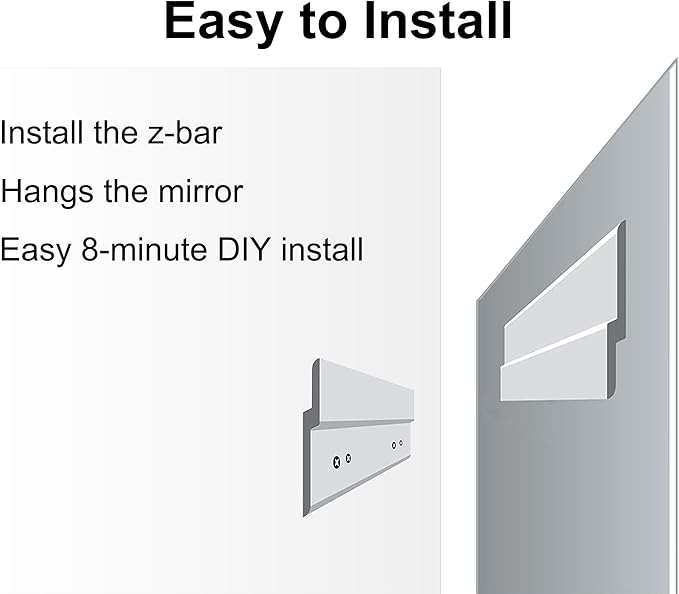Ruomeng Frameless Full Length Mirror for Wall, 48x12 Inch Bathroom Vanity Mirror Farmhouse, Large Rectangle Mirror with Beveled Edge, Tempered Glass, Hangs Horizontally or Vertically