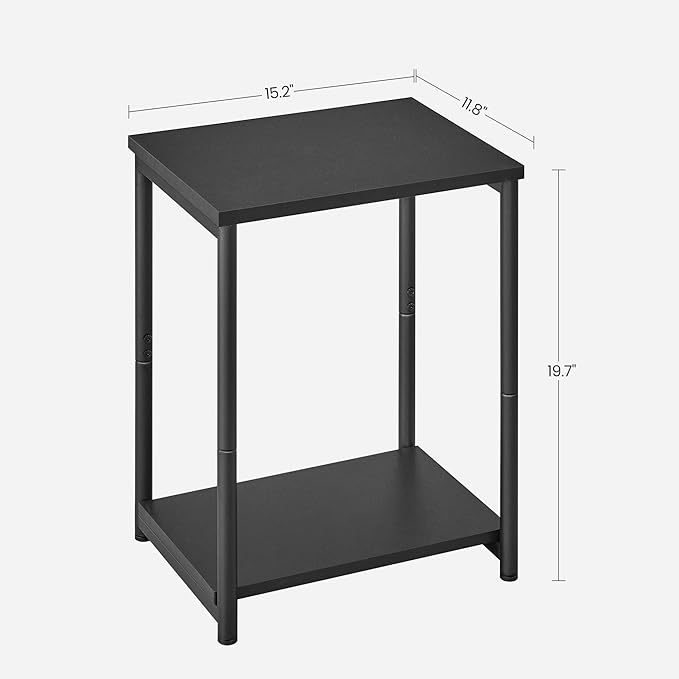 VASAGLE Side Table, Small End Table, Nightstand for Living Room, Bedroom, Office, Bathroom, Black ULET271B16