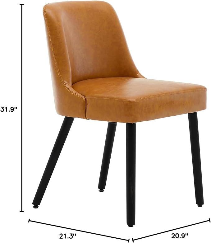 MINCETA Dining Chair,Morden Wood Leg Upholstered Kitchen Chair Set of 6,PU in Brown