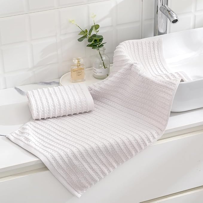 sense gnosis Light Grey Waffle Hand Towel Set of 2 Super Soft 100% Cotton Terry Striped Pattern Ultra Absorbent Hand Towel for Bathroom 13 x 29 Inch