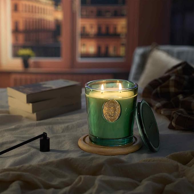 M&SENSE Large Two-Wick Clean Soy Candle | Fresh Linen & Neon Blue | 19.8 oz, 120H Burn Time | Luxury Scented Candle for Relaxation, Gifting, Home Décor | Ideal for Bedroom, Office, Party Ambiance