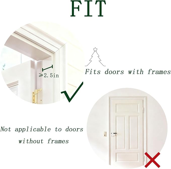 WesGen Garland Hanger for Front Door Frame, Adjustable 17"- 82" Heavy-Duty Garland Holder for Door Frame Christmas & Halloween Decorations, Wreaths, Lights, No-Drill, Damage-Free