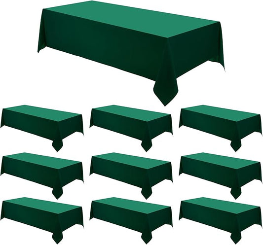 Rectangle Tablecloths 90x132 Inch 10 Pack Dark Green Tablecloth for 6ft Washable Decorative Polyester Table Cloths for 8ft Dining Table Banquets Buffet Parties and Wedding