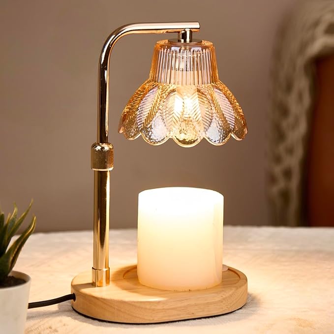 Candle Warmer Lamp with Timer and Dimmer-Adjustable Height Candle Lamp Warmer,New Home Gift Ideas,Brithday Gifts for Women Mom,Candle Light Warmer,Home Decor