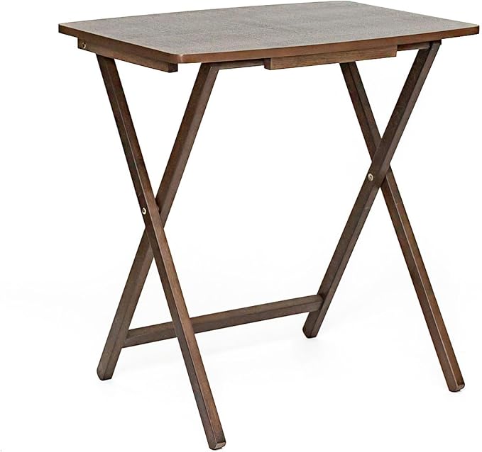 PJ Wood 5 Pack XL Oversize Tray Table for Living Room or Kitchen, Indoor TV Tray for Small Spaces and Family Gatherings, Rustic Espresso