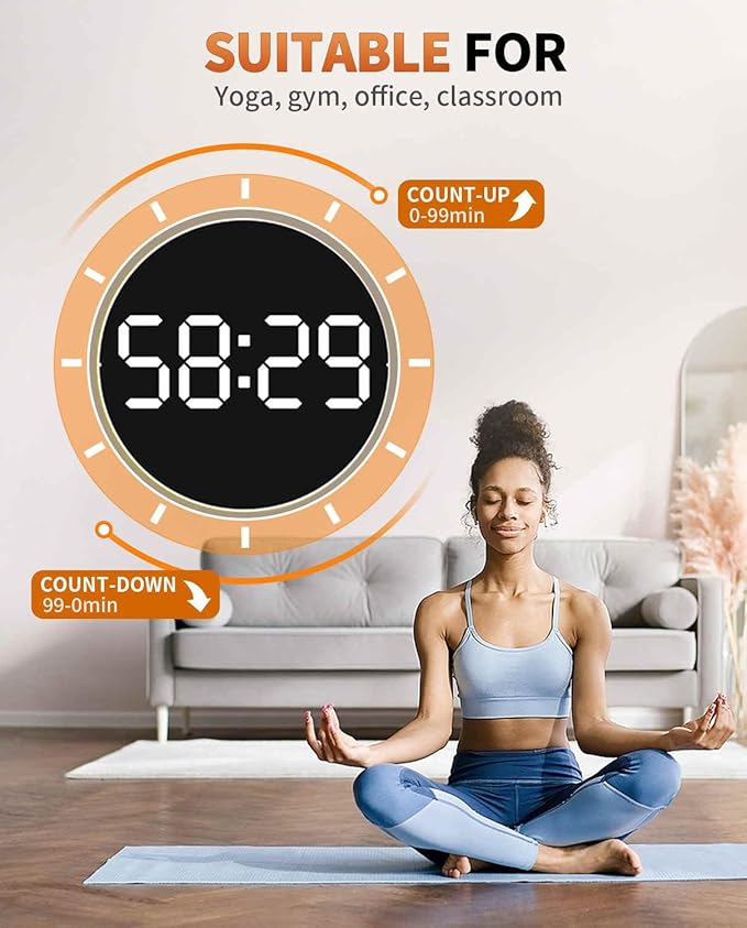 10 Inch Large Digital Wall Clock with 9 Color Changing Remote Control, Date Week Temperature, Auto Brightness Dimmer Big Clock Night Lights,Orange
