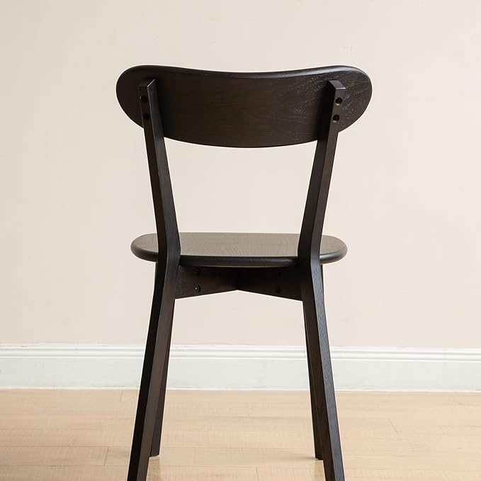 Black Wood Dining Chair,FAS Grade Oak Dining Chair, Sturdy Outer Sword-Leg Design in Black Finish for Restaurant, Cafe, and Modern Home Kitchen,Easy Assembly,400 lb Capacity
