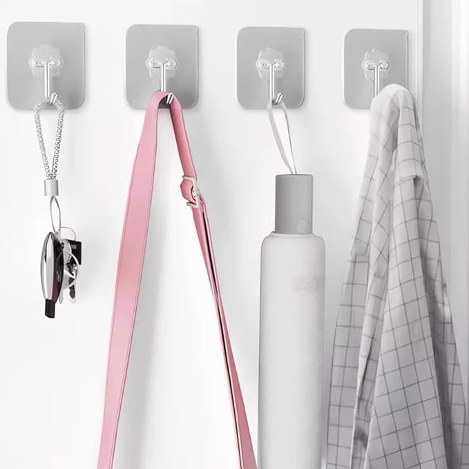 DDMY 36 Pack Heavy Duty Hooks Self Adhesive Large Hooks for Hanging,Wall Transparent Reusable Waterproof Hook for Kitchen Curtain Towel Hook for Bathrooms Coat Hook for Walls No Damage