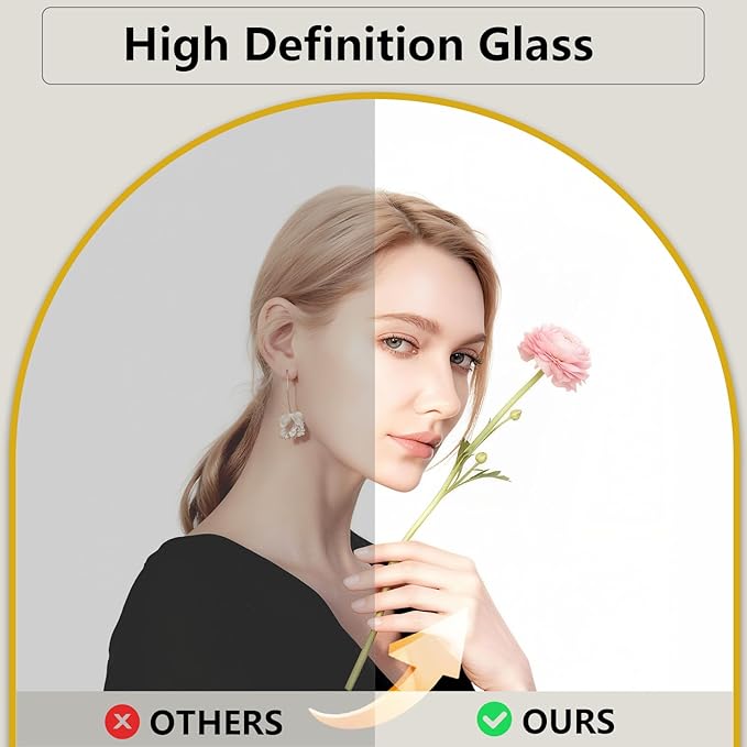 Oversized Full Length Mirror, 40"x80" Large Arched Floor Mirror Full Length with Stand, Room Decor Big Full Body Mirror with HD Tempered Glass Aluminum Frame for Bedroom Living Room, Gold