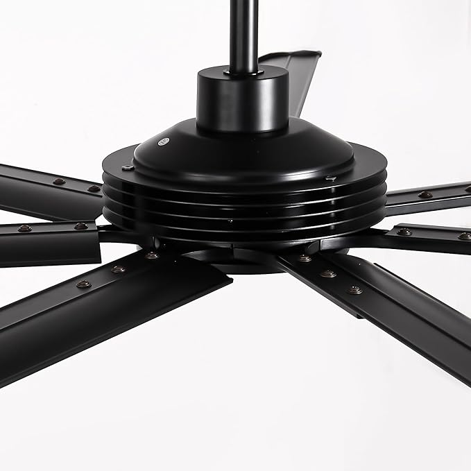100 Inch Ceiling Fans with Lights, Black Industrial Ceiling Fan and Remote for Living Room Shop Garage, Large Outdoor Ceiling Fans for Patios, 7 Aluminum Blades, Reversible DC Motor, Dimmable, ETL