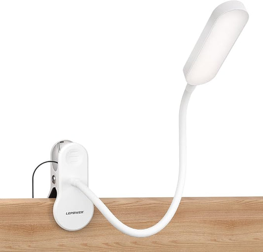 LEPOWER Clip on Light, 60 LED Reading Lights for Books in Bed, with 25+ Lighting Options, 3 Timer, Night Light Function, Eye-Caring Book Light for Reading in Bed, Headboard, Bedroom, White