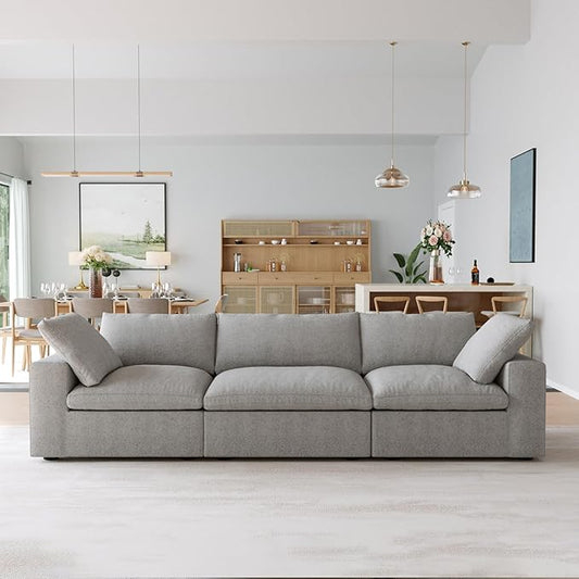 JACH Modular Sectional Couch for Living Room, Modern Convertible Couches, 3 Seats Soft Cloud Couch, Cushion Covers Removable, Modular Sectional Sofas for Living Room Apartment, (Grey)
