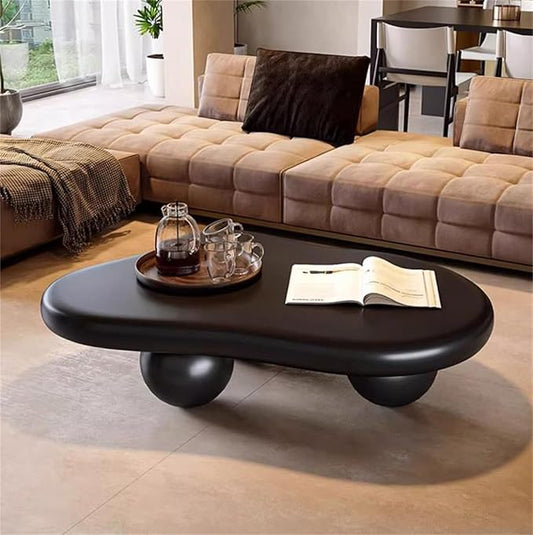 Cloud Coffee Table Modern Cute Coffee Tables Irregular Simple Tea/Center Table for Small Space End Table for Living Room, Home Office, Indoor (Irregular Shape Black 39.4" Wx27 Dx11.4 H)