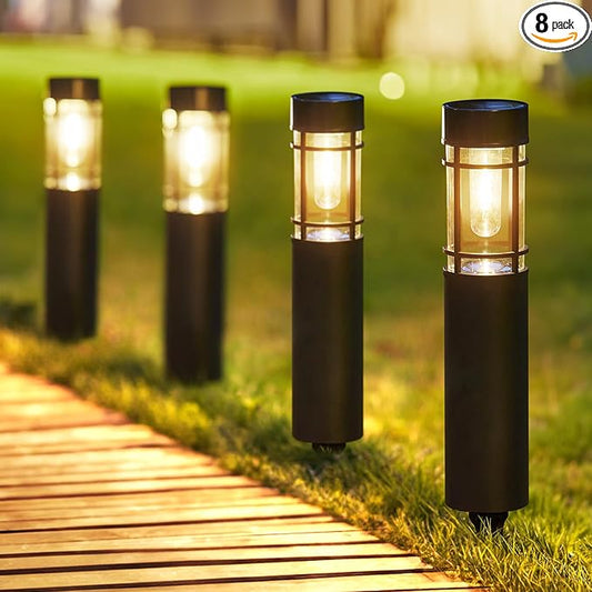 Solar Pathway Lights Outdoor, 8 Pack Upgraded Up to 12 Hrs Solar Outdoor Garden Lights Waterproof, Solar Landscape Lights for Outside Yard Patio Garden Walkway Driveway Decor