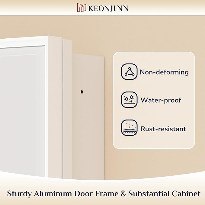 Keonjinn 24” x 30” White Bathroom Medicine Cabinets with Mirror Recessed or Surface Wall-Mounted Aluminum Alloy Metal Framed Beveled Bathroom Mirror, Large Single Door Farmhouse Storage Cabinet Mirror
