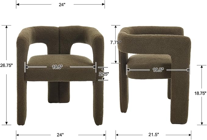 Modern Dining Chairs Set of 6, Upholstered Side Chairs Sherpa Fabric Guest Chairs with Barrel Backrest Armchair for Dining Room Living Room, Green