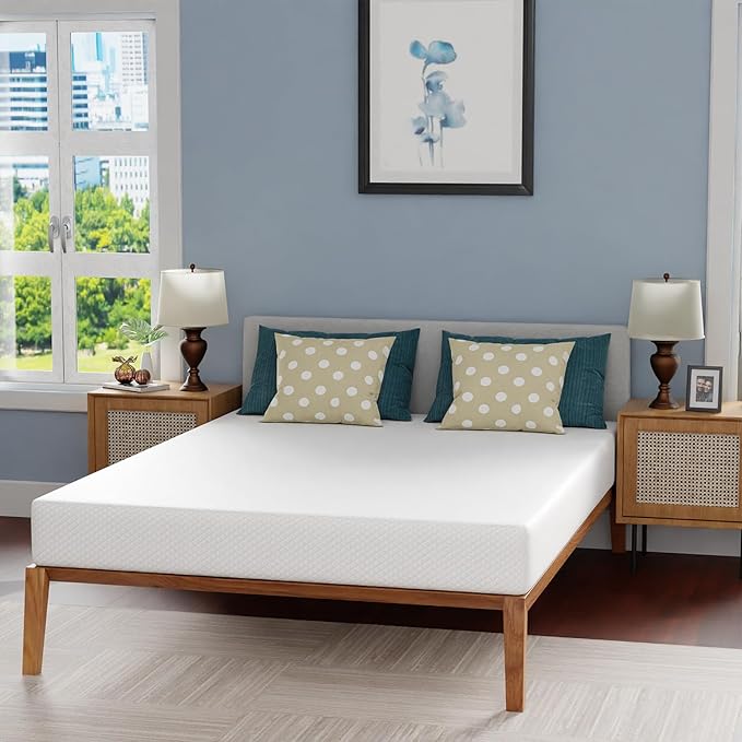 FDW | 8 Inch Queen Mattress | Medium Firm | Gel Memory Foam Mattress | White | Bed in a Box, CertiPUR-US Certified | Pressure Relief, Cooling Ventilated Foam | Washable Removable Cover