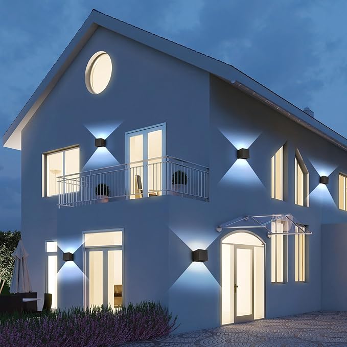 LED 15W Outdoor Wall Lights Exterior/Interior 3 Colors Adjustable Wall Light Fixture IP65 Waterproof Porch Exterior Wall Sconce Modern Outdoor Lighting Square Aluminum Black Up and Down Lights