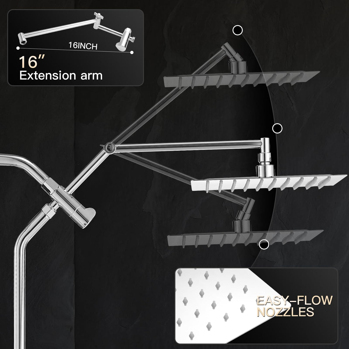 All Metal 10" Shower Head with Handheld, Built-in Power Jet Mode