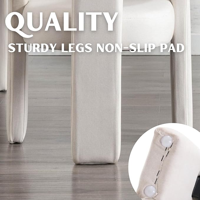 Modern Barrel Dining Chair, Linen Upholstered Accent Side Chair with Arms Comfy Makeup Vanity Chair, Dining Living Room Kitchen Chair, Beige