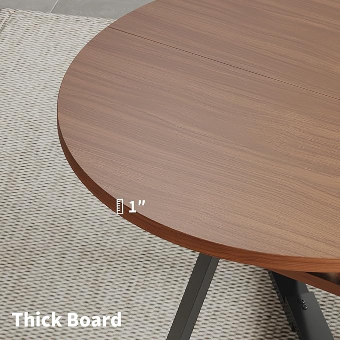 Walnut Round Dining Table Set for 4, Mid-Century Modern Kitchen Table and Chairs, Small Space Dining Room Furniture for Apartment, Breakfast Nook or Studio (Boxwood-1 Storage Table)