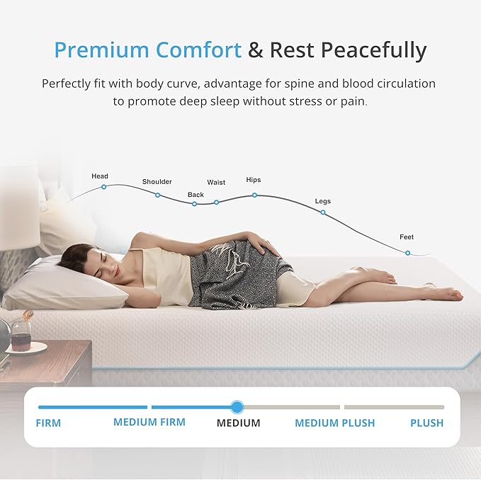 EGOHOME 12 Inch Full Mattress in a Box, Gel Infused Memory Foam Mattress with Cooling Cover, Medium Firm for Back Pain Relief, Foam Made in USA, Fiberglass Free, CertiPUR-US Certified, 54”x75”x12”
