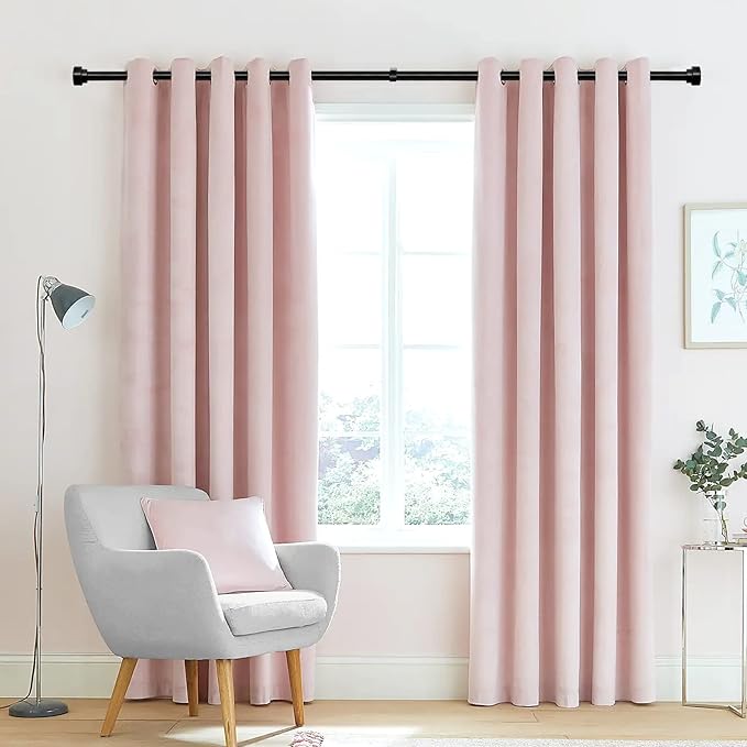 Time Forest Long Curtain Rods for Windows 72 to 144 Inch - 2 Pack,Modern Design,Black