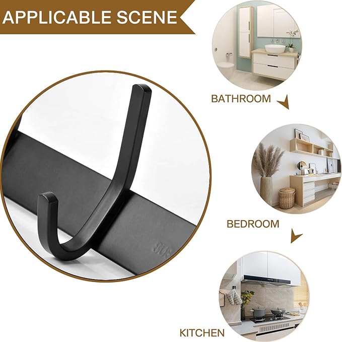 FANYITY 2 Pack Black Coat Rack Wall Mount, 24 Inch Coat Hooks for Wall, Entryway Coat Hanger Wall Mounted with 8 Double Dual Hooks for Purse Jacket Hat (8 Hook Black 2)