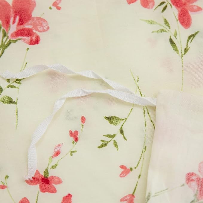 Boho Floral Duvet Cover King Soft Cotton Pink Floral Bedding Set King Chic Garden Style Cute Flower Pattern Duvet Cover Vintage Floral Botanical Comforter Cover 1 King Duvet Cover with 2 Pillowcases
