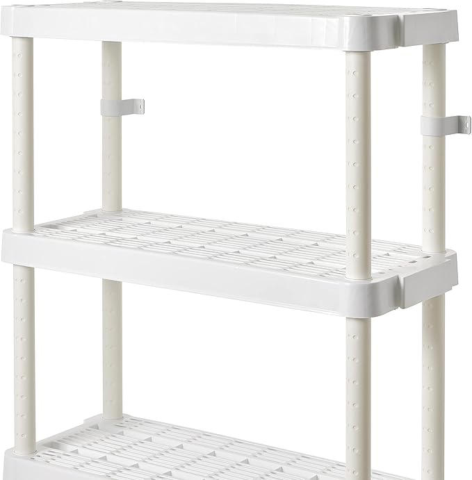 Gracious Living 4 Shelf Adjustable Height Medium Duty Storage Unit 14 x 32 x 54.5 Organizer for Home, Garage, Basement, & Laundry, White (4 Pack)