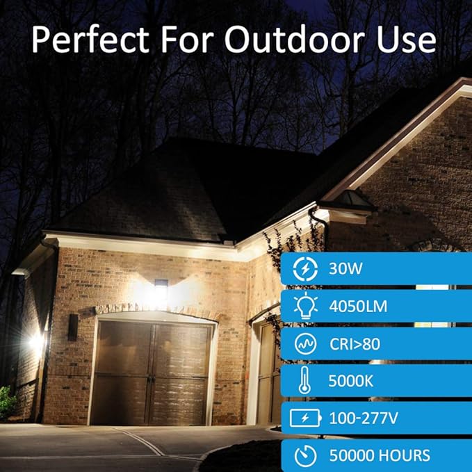 LED Wall Pack Light,30W 4050lm 5000K Dusk to Dawn Photocell,IP65 Waterproof, 400W Equiv. AC100-277V, ETL Listed Outdoor Security Exterior photocell Lights 4 Pack