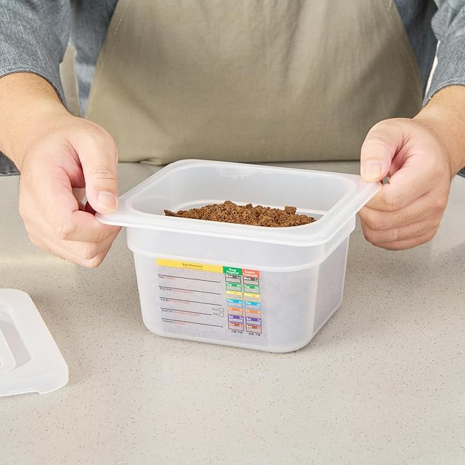 Restaurantware Food Pans Pack of 10 Plastic Square Food Containers 1/6 Size with Traceability Label, Storage Containers Dishwashable Hot Cold Friendly for Restaurants Buffet Commercial Use