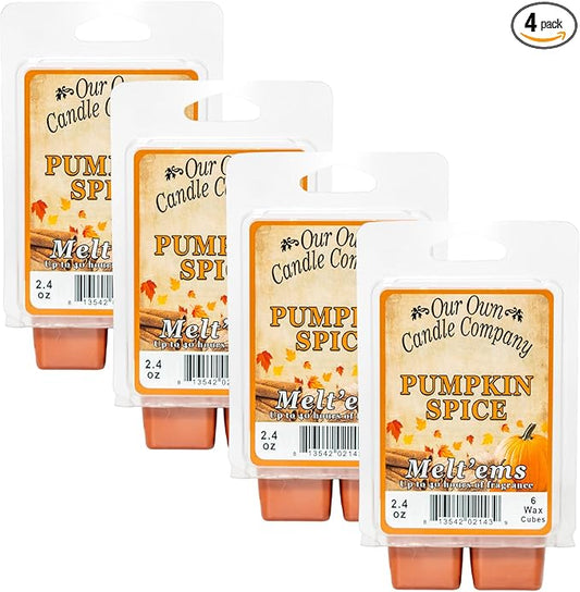 Our Own Candle Company Premium Wax Melt, Pumpkin Spice, 6 Cubes, 2.4 oz (4 Pack)