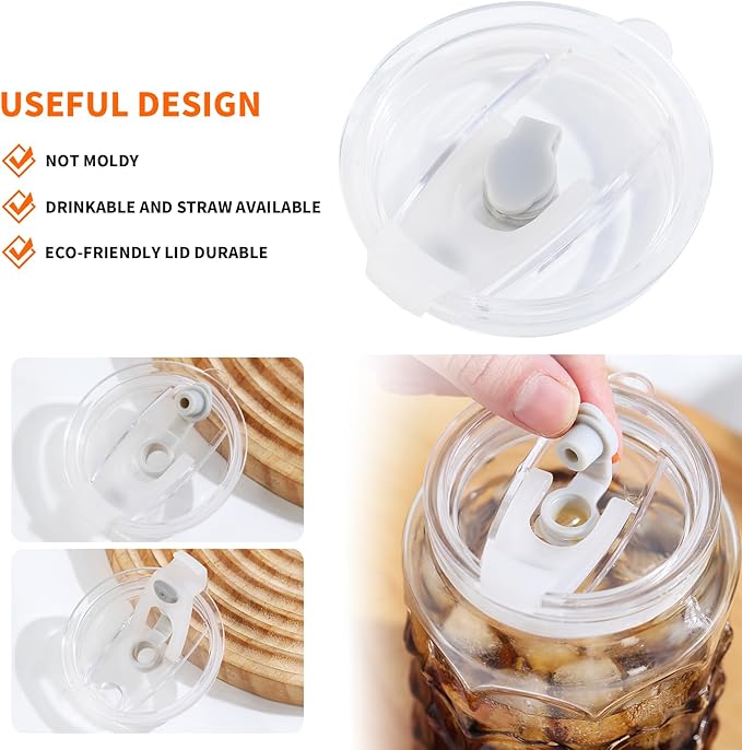 Jiuchen Glass Cups with Lids & Glass Straws 2PCS Set 18oz - Borosilicate Heat Shatter-Resistant Tumblers for Iced Coffee, Cold Brew, Bubble Tea, Smoothies & Juice, Includes Dual Cleaning Brushes